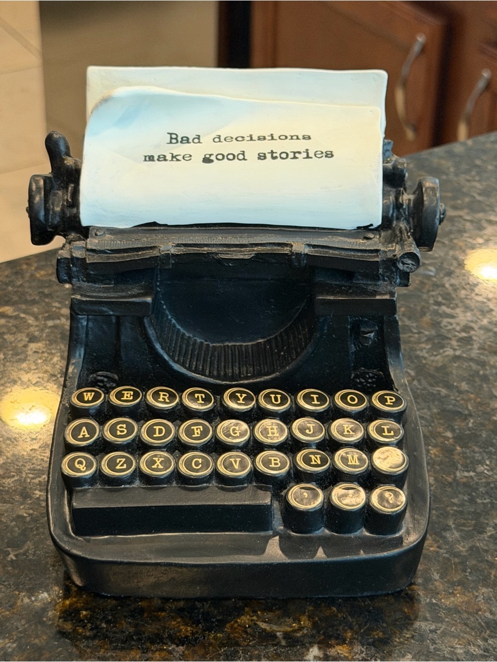 Decorative Black Typewriter Accent with Quote